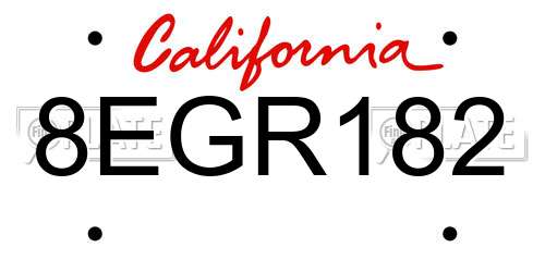 8EGR182 California License Plate