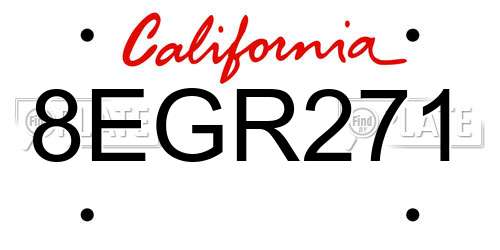8EGR271 California License Plate