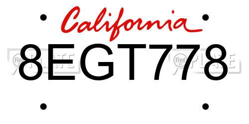 8EGT778 California License Plate