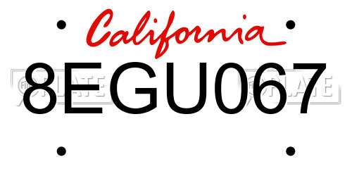 8EGU067 California License Plate