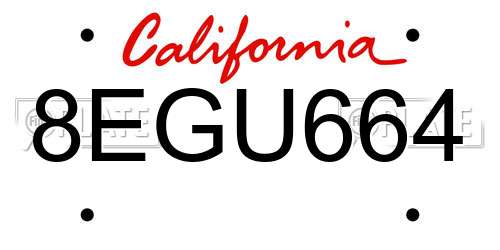 8EGU664 California License Plate
