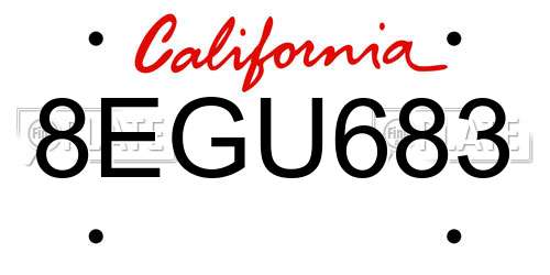 8EGU683 California License Plate