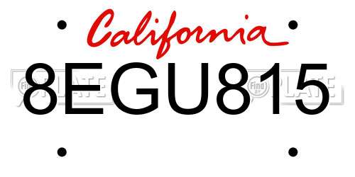 8EGU815 California License Plate