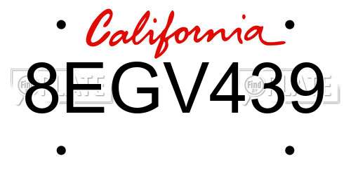 8EGV439 California License Plate
