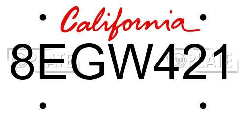 8EGW421 California License Plate