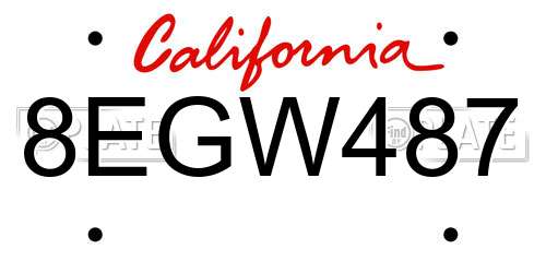 8EGW487 California License Plate