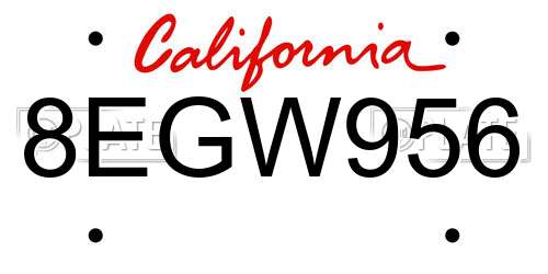 8EGW956 California License Plate