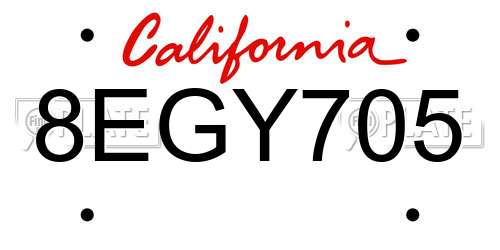 8EGY705 California License Plate