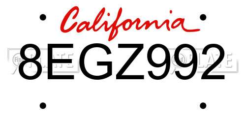 8EGZ992 California License Plate