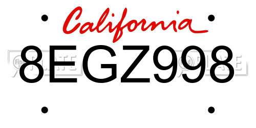 8EGZ998 California License Plate