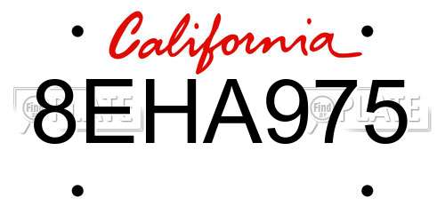 8EHA975 California License Plate