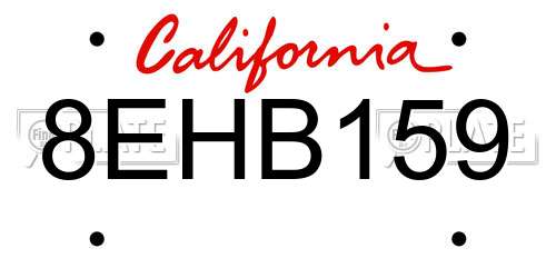 8EHB159 California License Plate