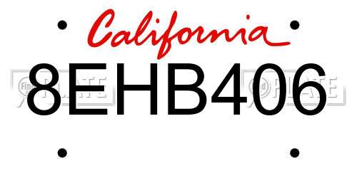 8EHB406 California License Plate
