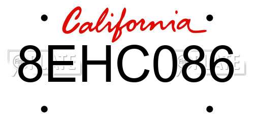 8EHC086 California License Plate