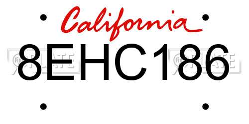 8EHC186 California License Plate