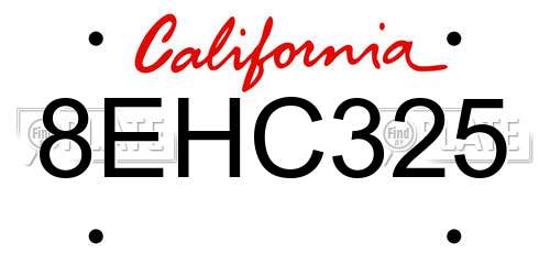 8EHC325 California License Plate