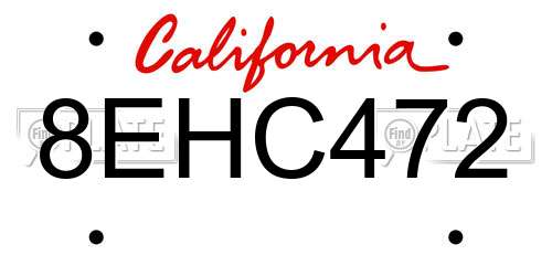 8EHC472 California License Plate