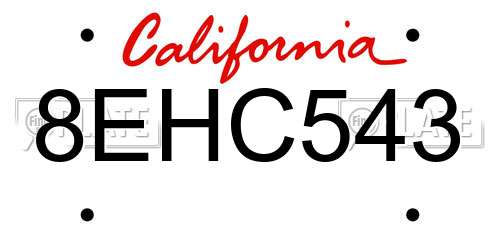 8EHC543 California License Plate