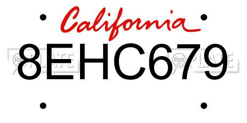 8EHC679 California License Plate