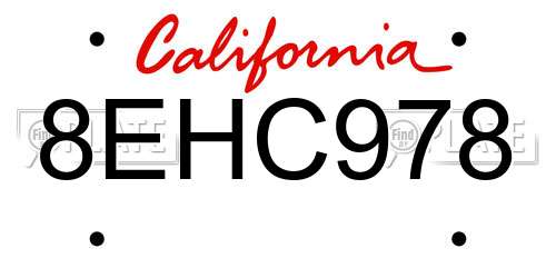8EHC978 California License Plate