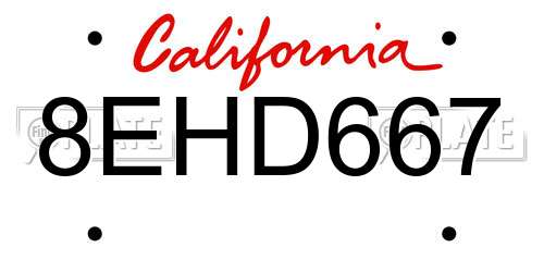 8EHD667 California License Plate