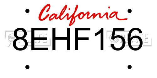 8EHF156 California License Plate
