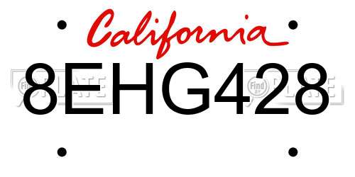 8EHG428 California License Plate