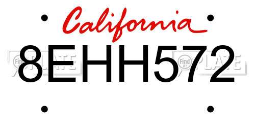 8EHH572 California License Plate