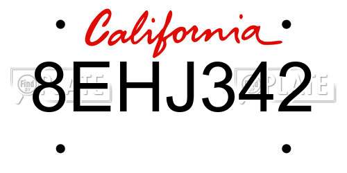 8EHJ342 California License Plate
