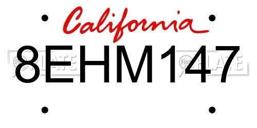 8EHM147 California License Plate