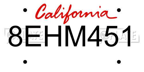 8EHM451 California License Plate