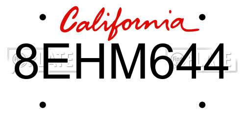 8EHM644 California License Plate