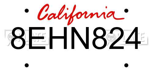 8EHN824 California License Plate