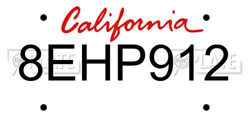 8EHP912 California License Plate