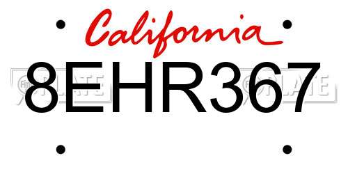 8EHR367 California License Plate