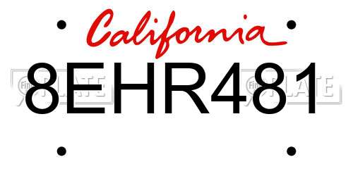 8EHR481 California License Plate