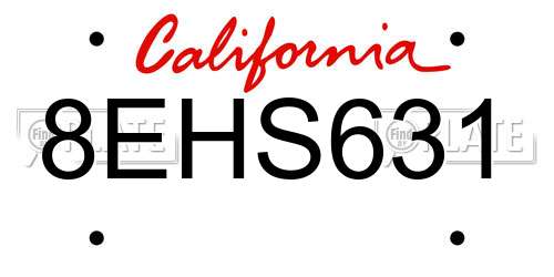 8EHS631 California License Plate