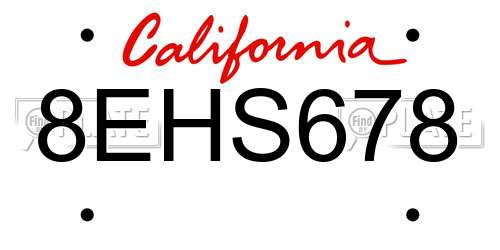 8EHS678 California License Plate