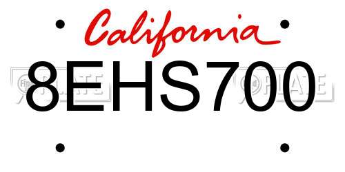 8EHS700 California License Plate