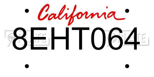 8EHT064 California License Plate