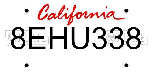 8EHU338 California License Plate
