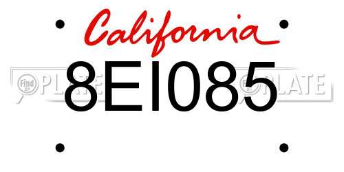 8EI085 California License Plate