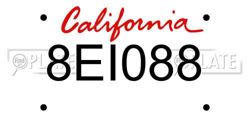 8EI088 California License Plate