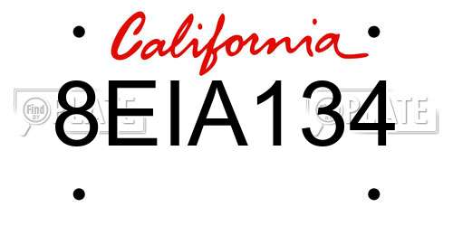 8EIA134 California License Plate