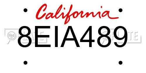 8EIA489 California License Plate