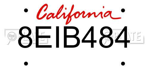 8EIB484 California License Plate