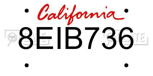 8EIB736 California License Plate