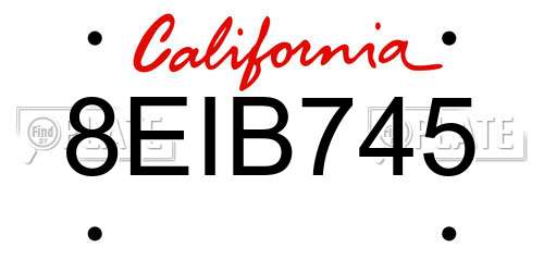8EIB745 California License Plate