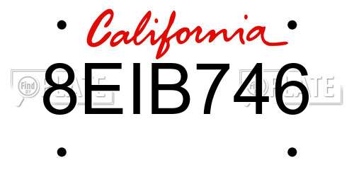 8EIB746 California License Plate