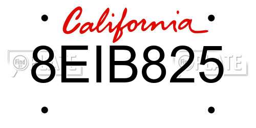 8EIB825 California License Plate